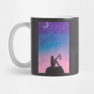 Girl in Beautiful Night Sky Mug